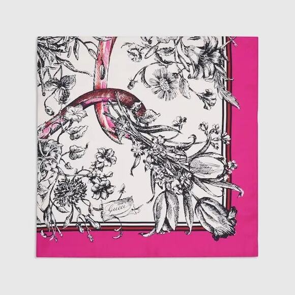 GUCCI Printed Silk Carré 100% Silk 35.4 x 35.4 NWT - Picture 2 of 2